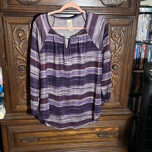 Faded Glory Purple Striped Blouse